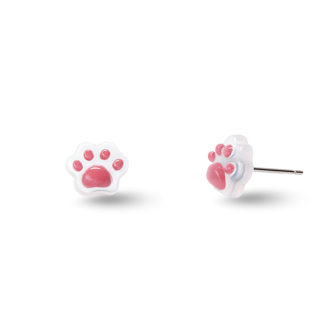Transparent Pink Animals Paw Hypoallergenic Stud Earrings