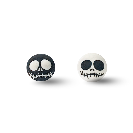 Black & White Halloween Skull Polymer Clay Hypoallergenic Stud Earrings