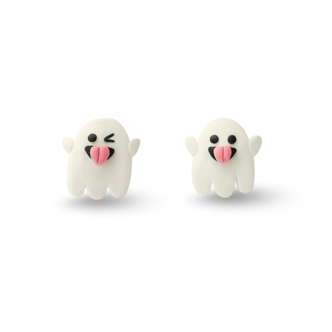 Halloween Funny Face Ghost Polymer Clay Hypoallergenic Stud Earrings