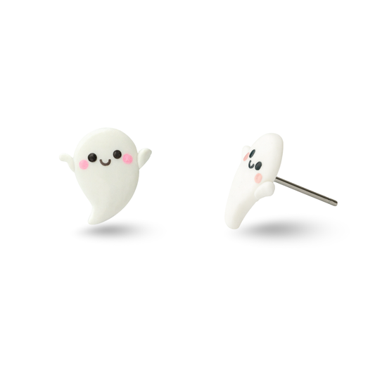 Adorable Halloween Ghost Polymer Clay Hypoallergenic Stud Earrings