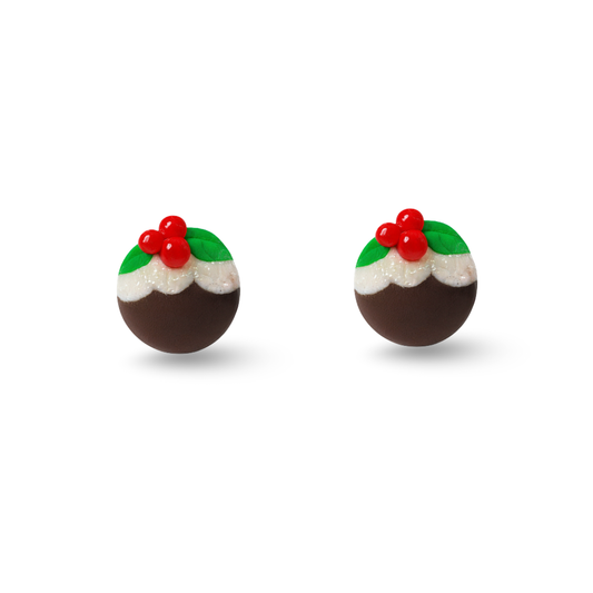 Christmas Pudding Polymer Clay Hypoallergenic Stud Earrings