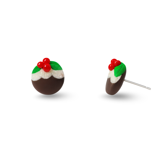 Christmas Pudding Polymer Clay Hypoallergenic Stud Earrings