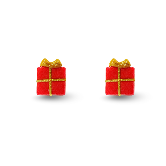 Christmas Gift Box Polymer Clay Hypoallergenic Stud Earrings