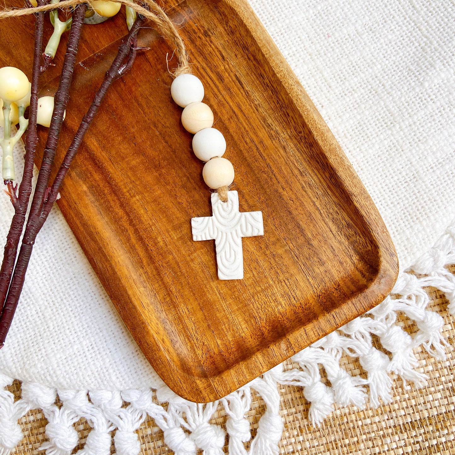 Christian Car Charm with Cross & Scripture Tag