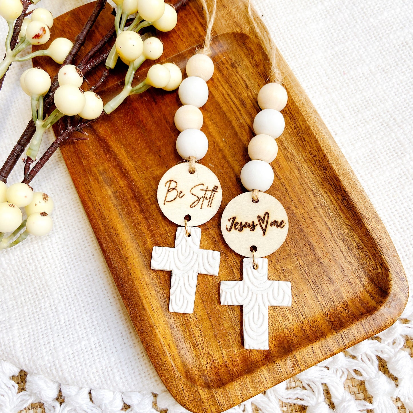 Christian Car Charm with Cross & Scripture Tag