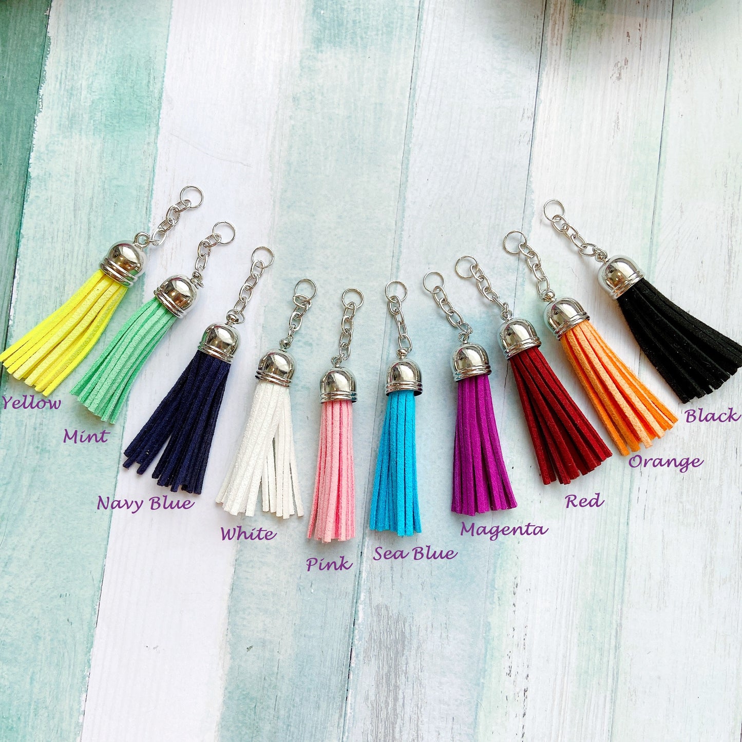 Personalised Floral Wreath Wooden Keychain with Tassel