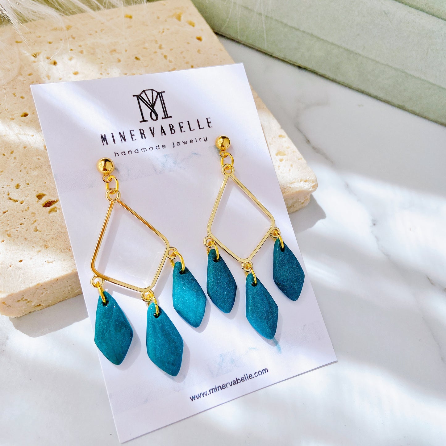 White Stone Elegant Geometric Leaf Drop Earrings