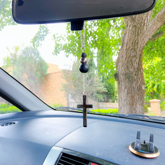 Shining Silver / Golden Cross Pendant Essential Oil Car Hanging Charm