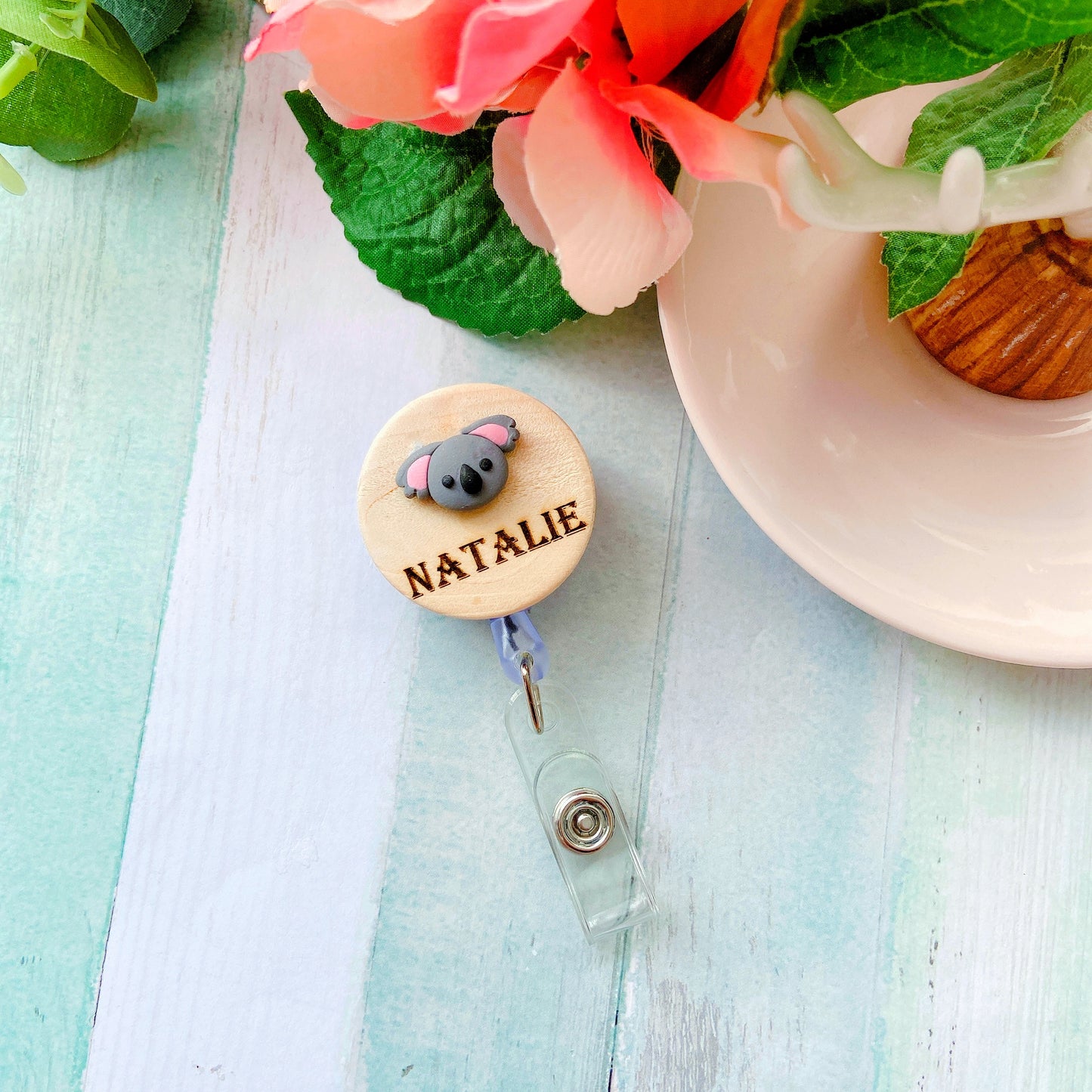 Handmade 3D Koala Personalized Name Badge Reel