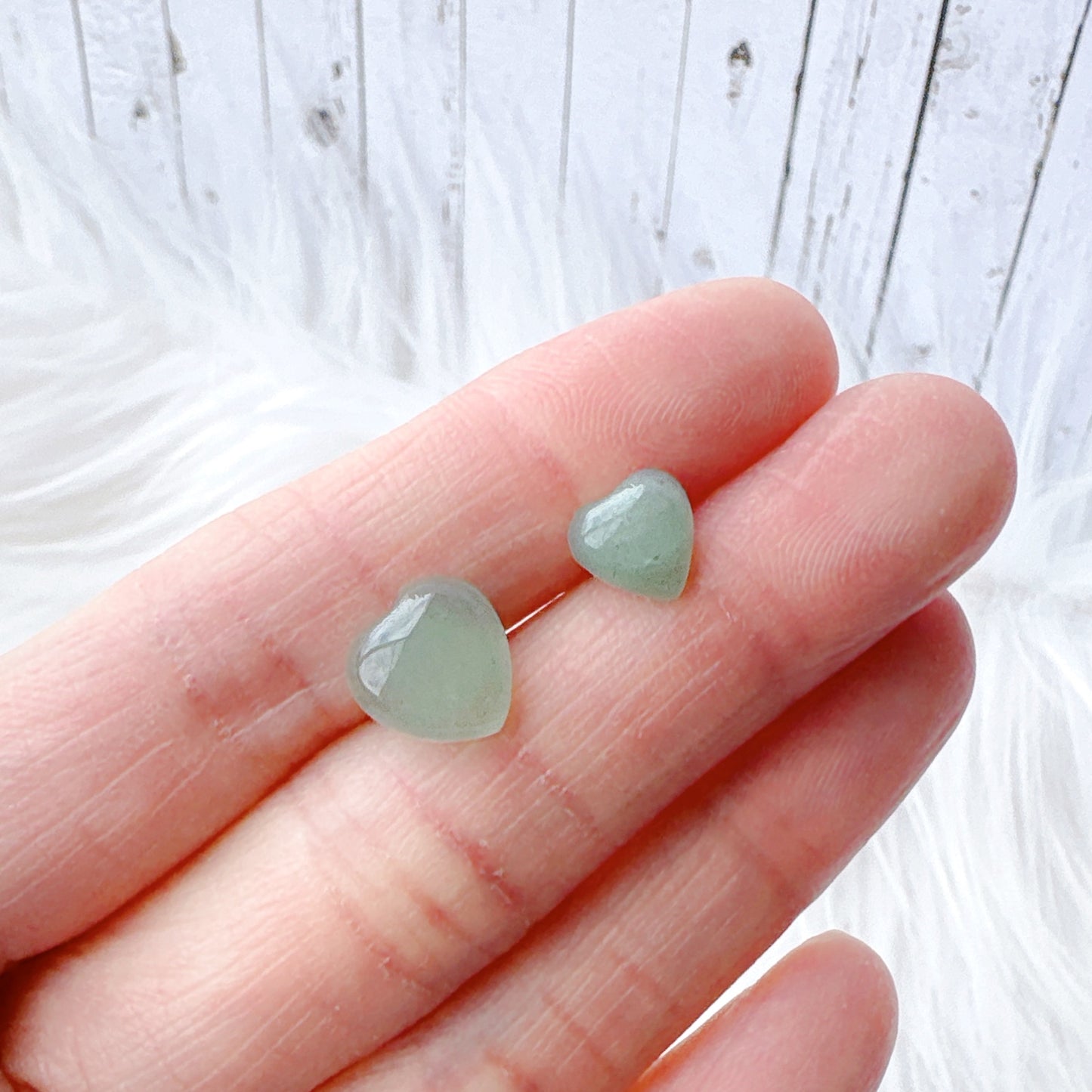 Aventurine 8mm/10mm Heart Natural Stone Earrings