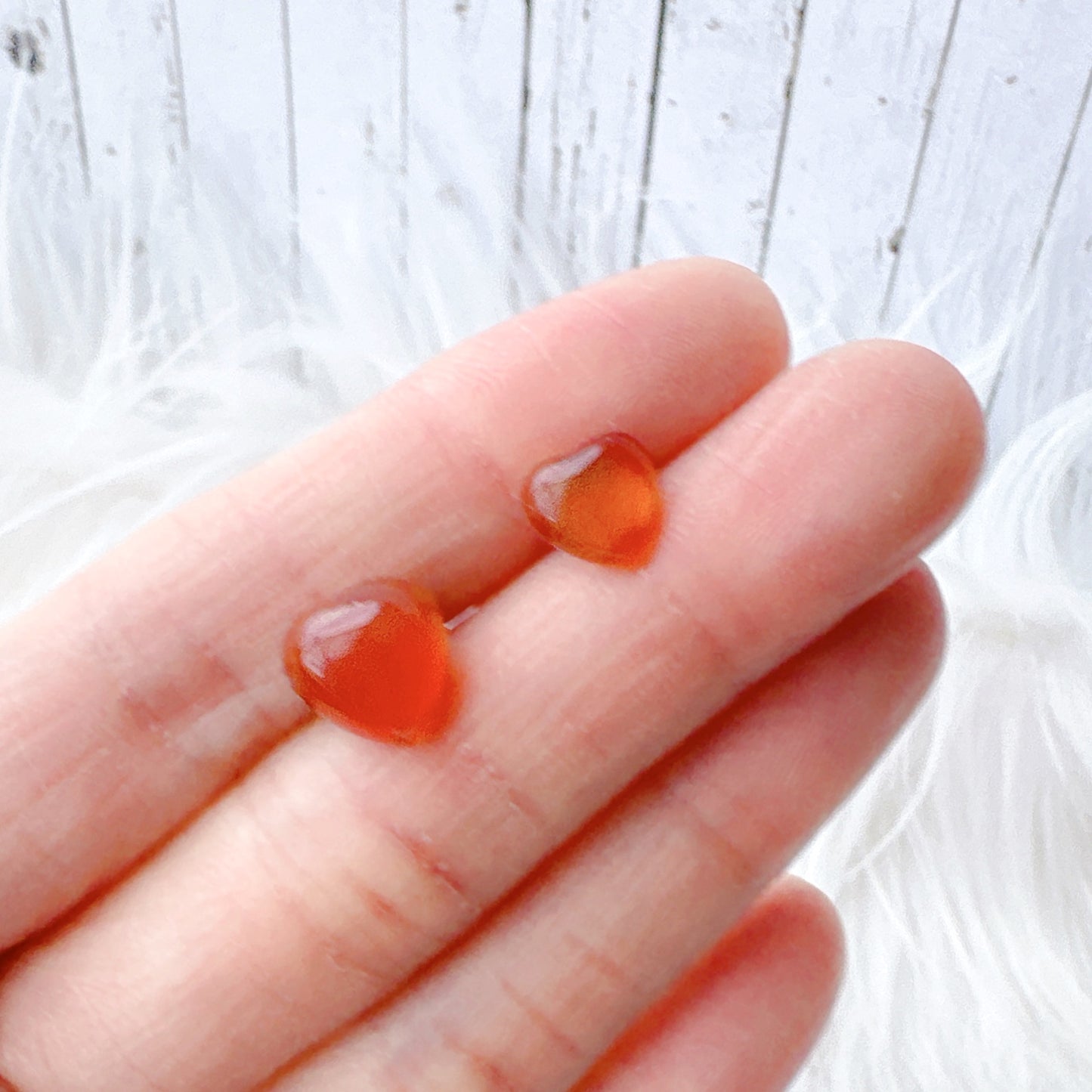Orange Agate 8mm/10mm Heart Natural Stone Earrings