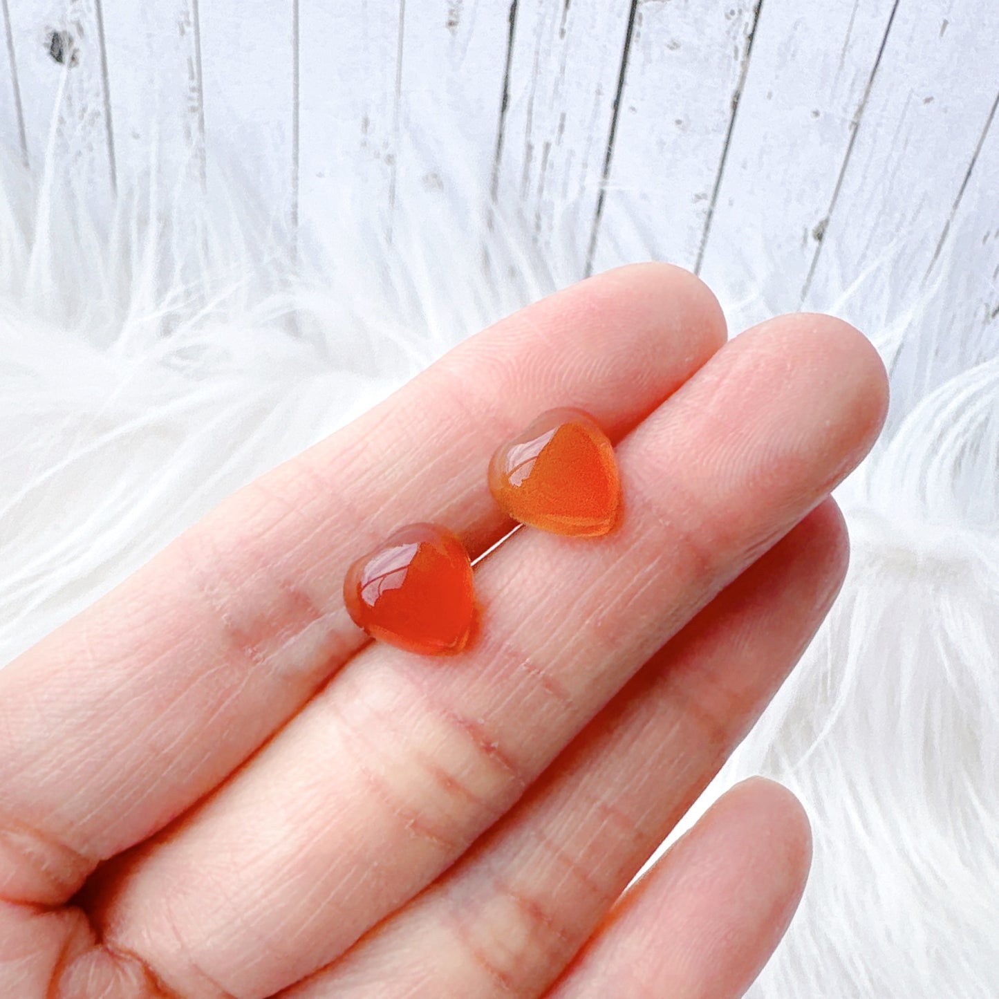 Orange Agate 8mm/10mm Heart Natural Stone Earrings