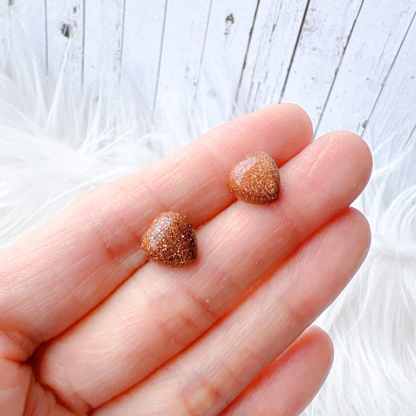 GoldStone 10mm Heart Natural Stone Earrings