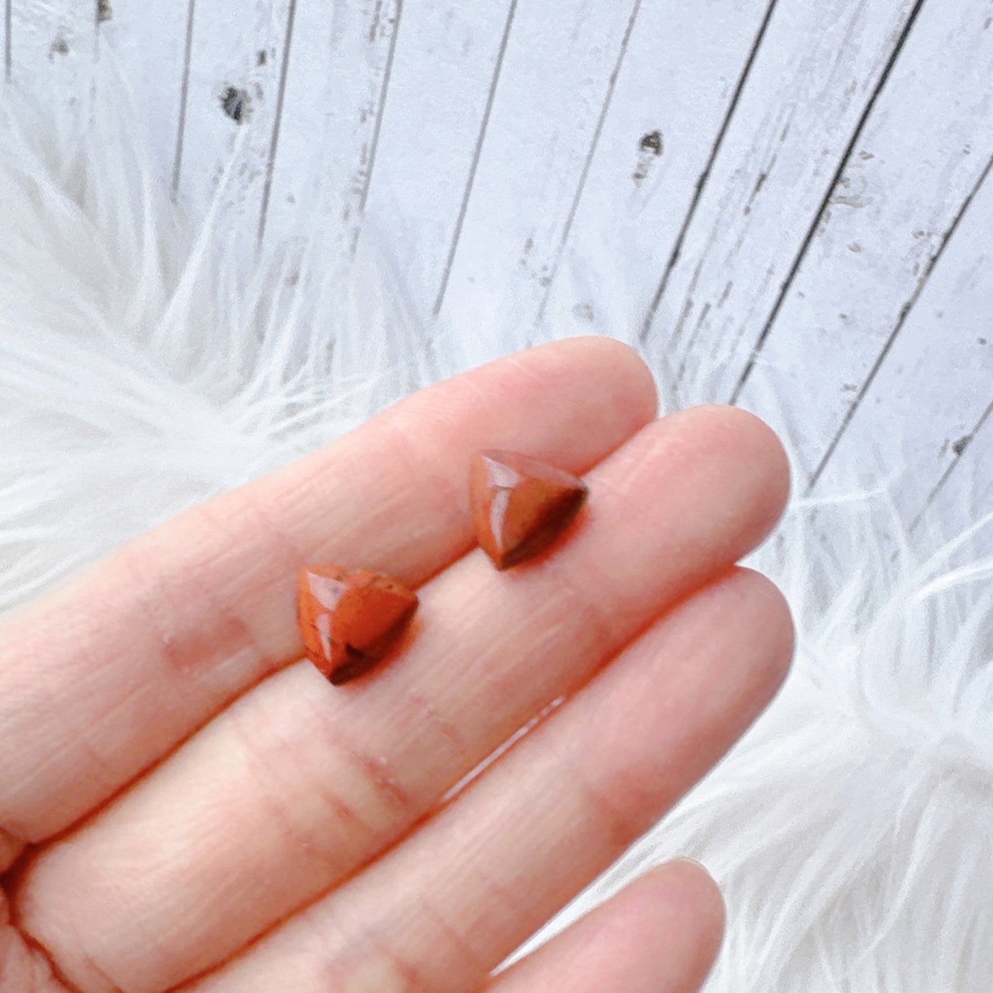Red Jasper 10mm Triangle Natural Stone Earrings