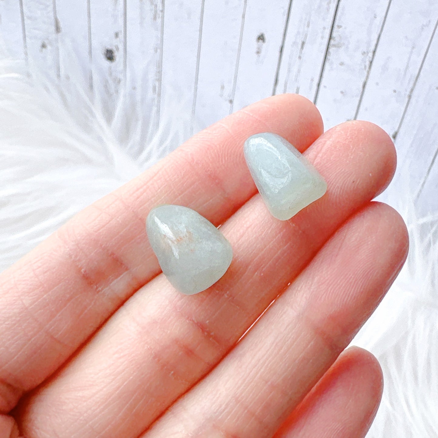 Light Large Aventurine Tumbled Natural Stone Earrings