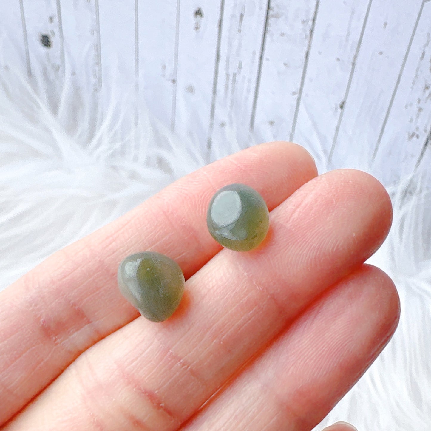 Tumbled Gray Labradorite Natural Stone Earrings