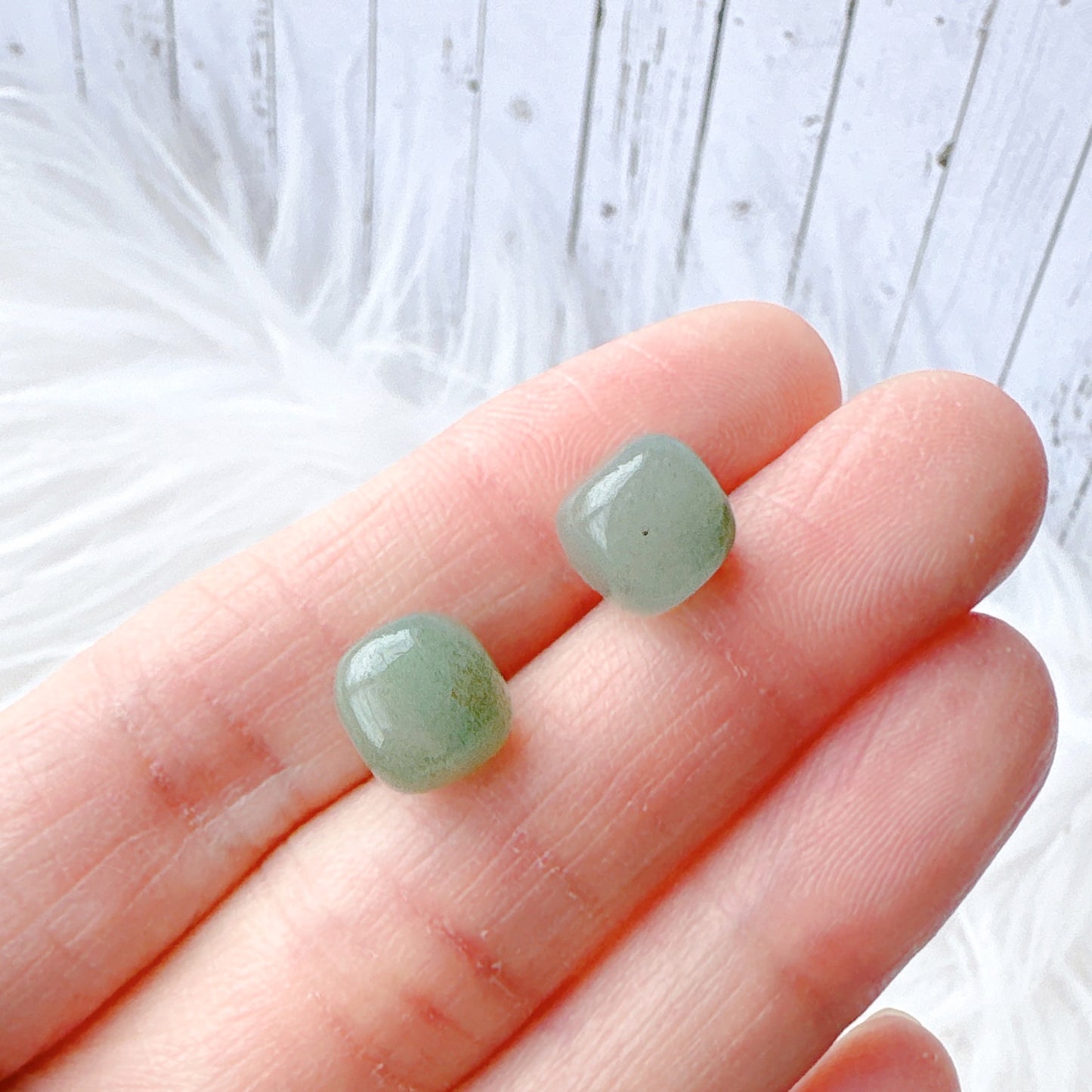 Tumbled Gray Labradorite Natural Stone Earrings