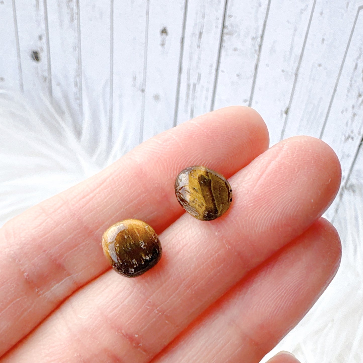 Medium Tiger Eye Tumbled Natural Stone Earrings