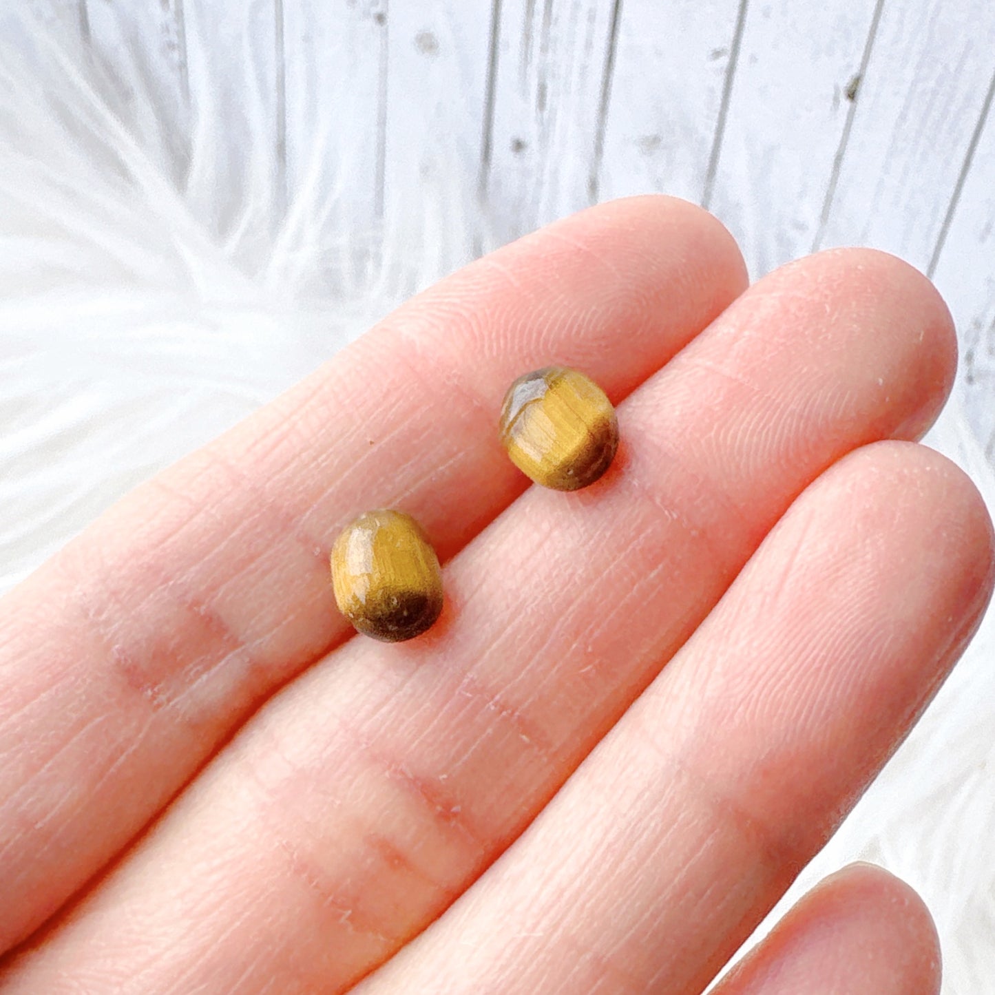 Small Tiger EyeTumbled Natural Stone Earrings