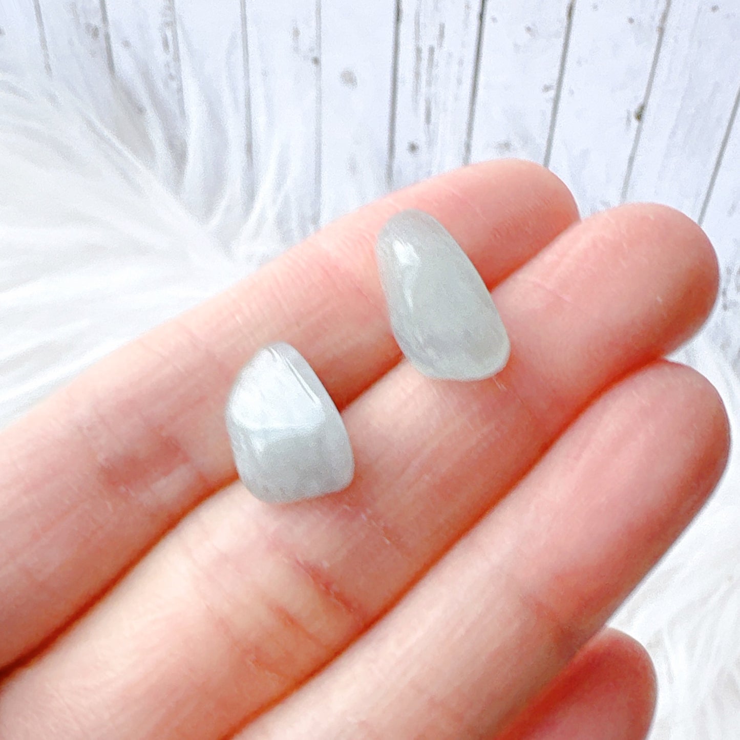 Large Light Aquamarine Blue Quartz Natural Stone Earrings