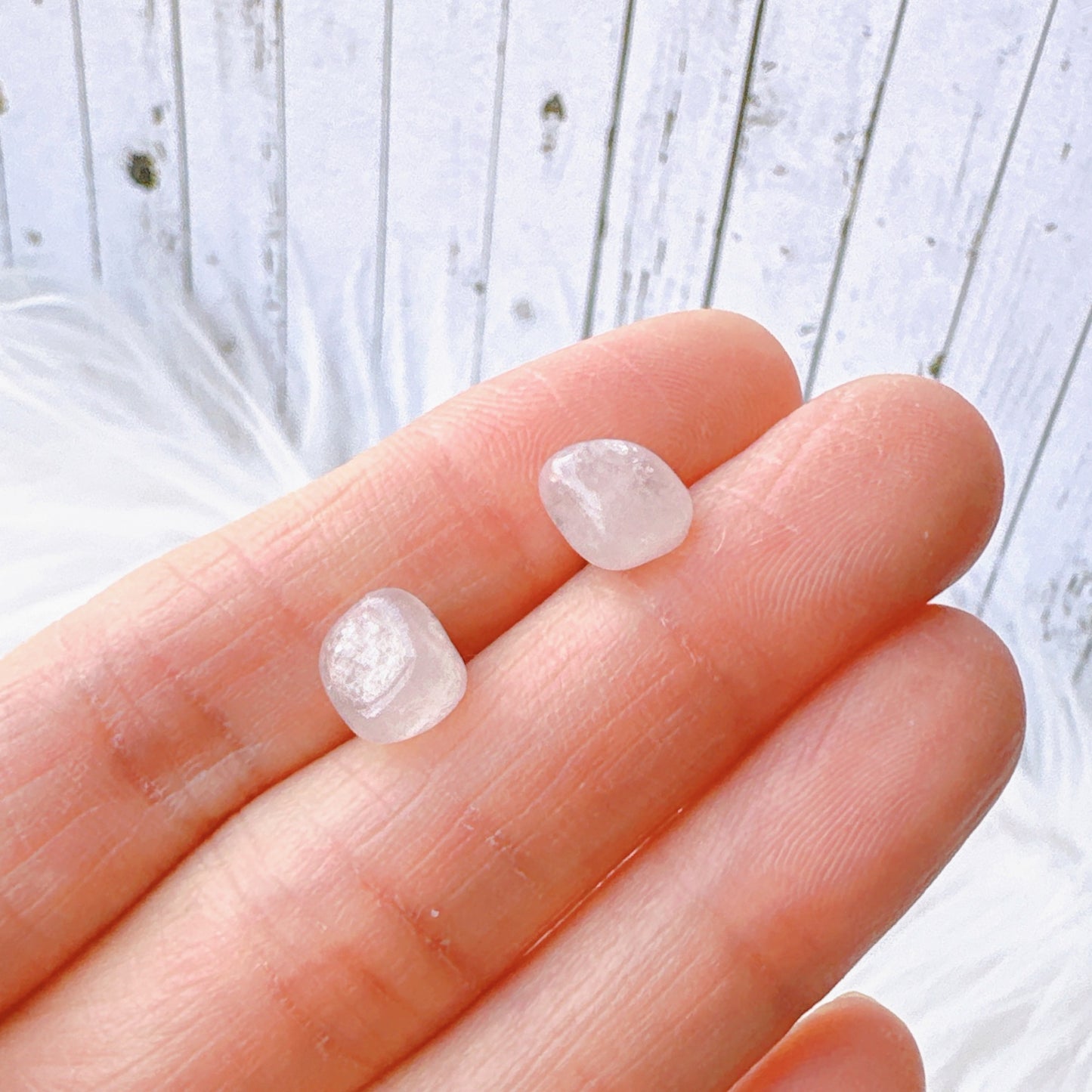 Small Rose Quartz Tumbled Natural Stone Earrings