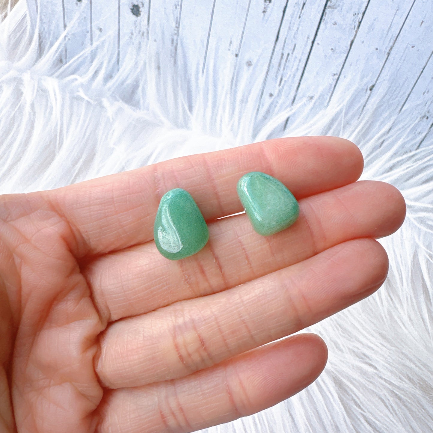 Large Aventurine Tumbled Natural Stone Earrings