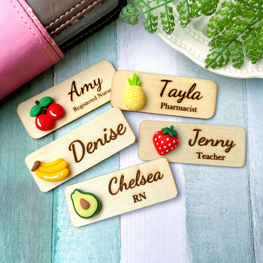 3D Avocado Fruit Personalized Name Tag