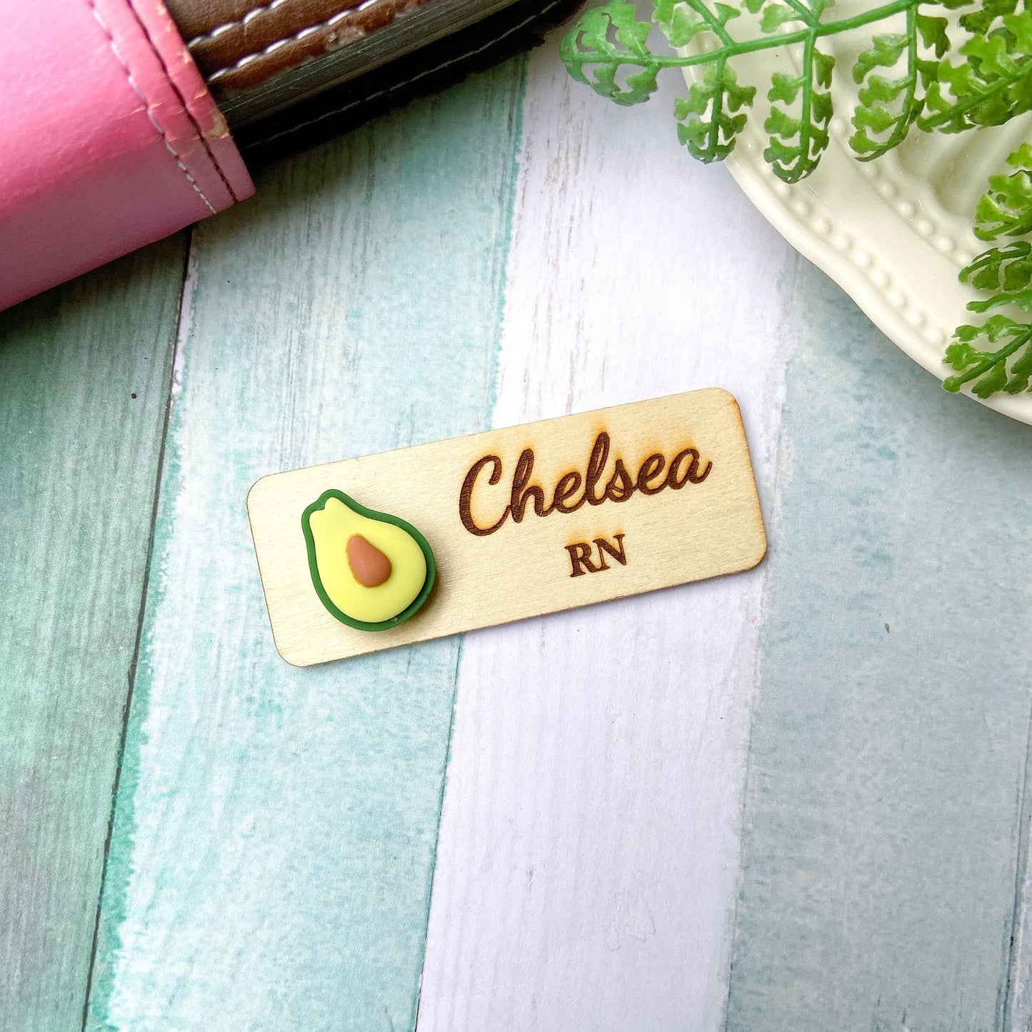 3D Avocado Fruit Personalized Name Tag