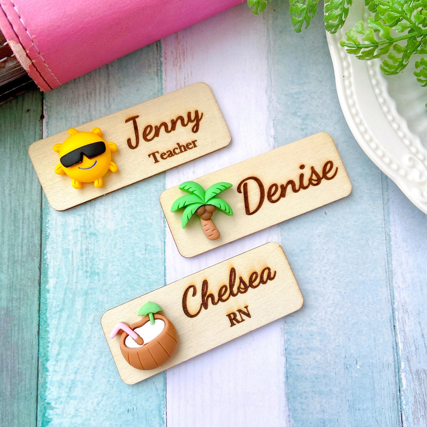 3D Coconut Drink Summer Theme Personalised Name Tag