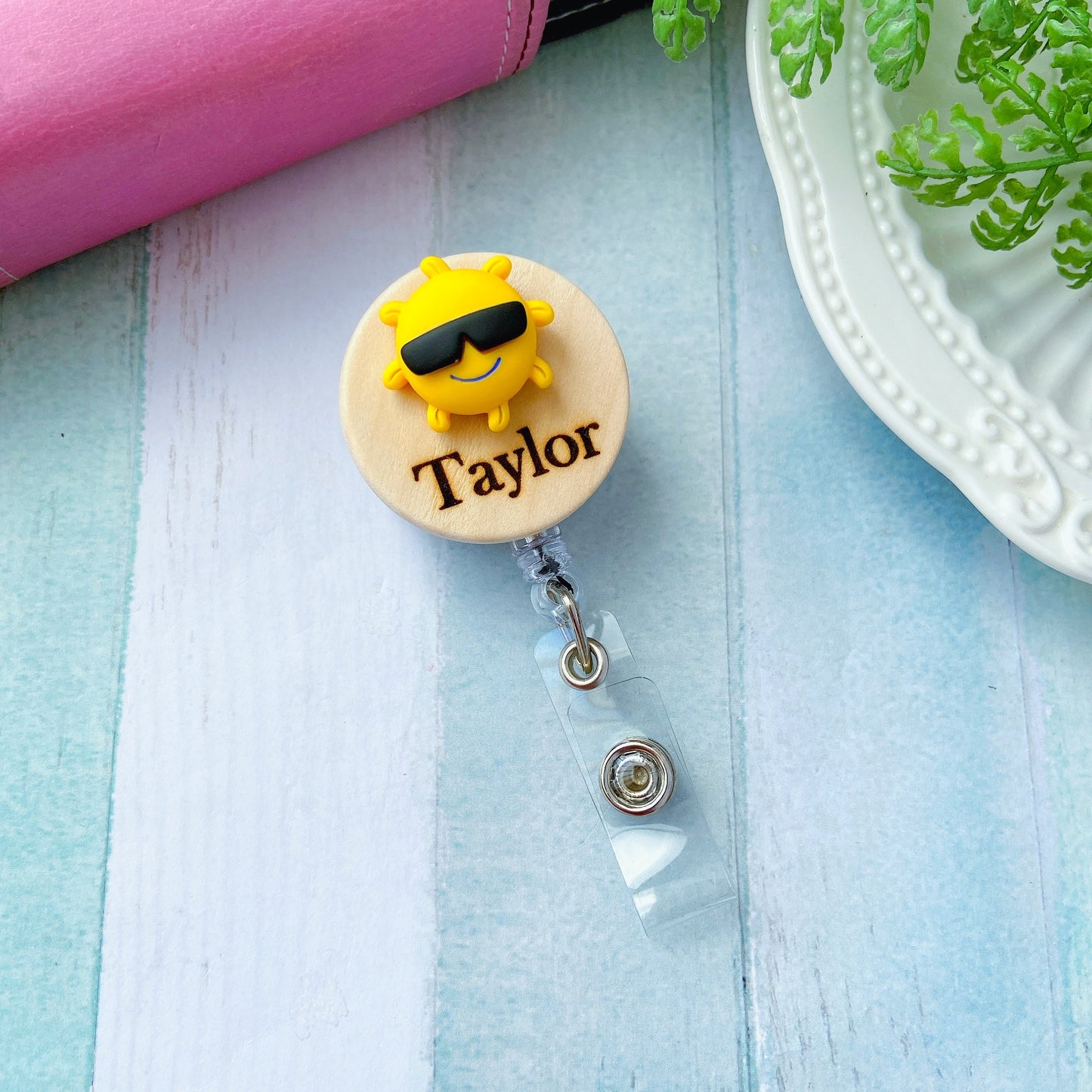 3D Coconut Tree Personalized Name Badge Reel
