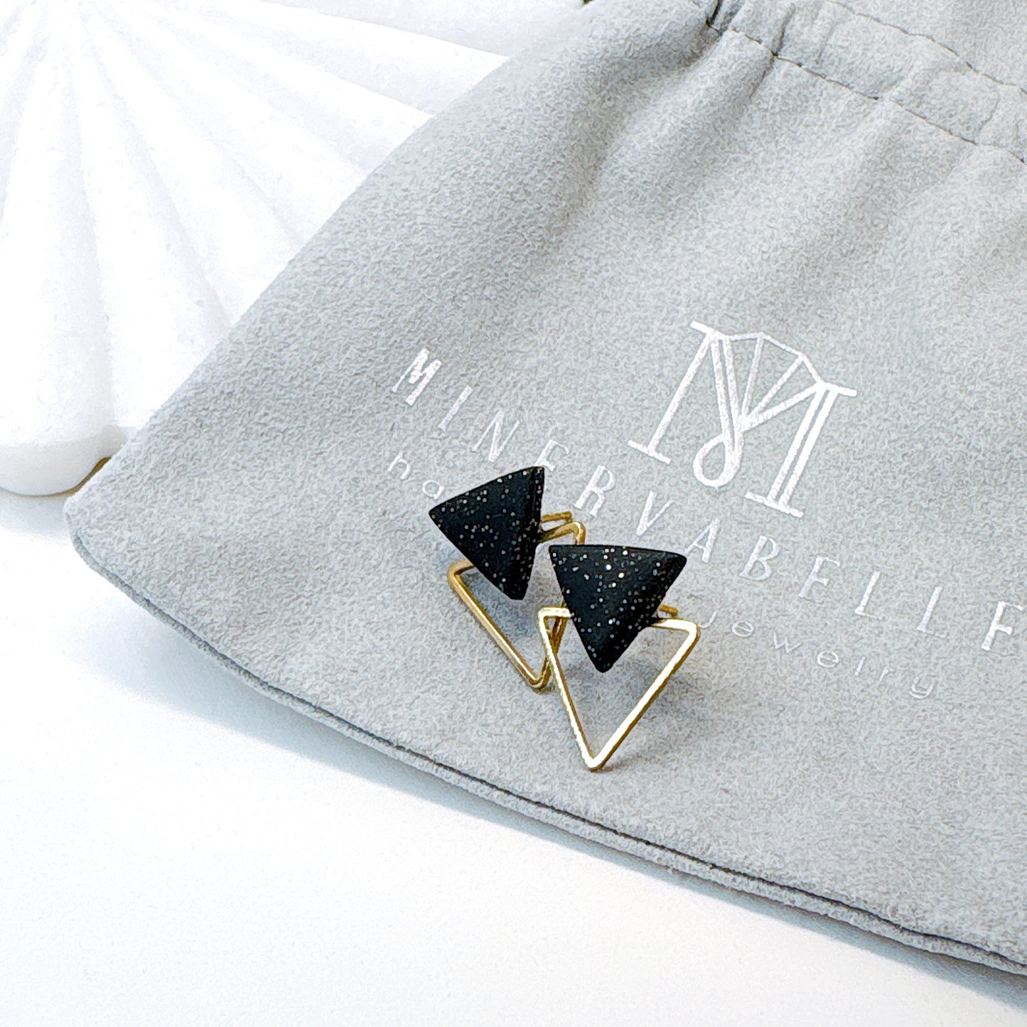 Anique Gold & Gold Triangle Dual-Layer Stud Earrings – Geometric Minimalist Collection