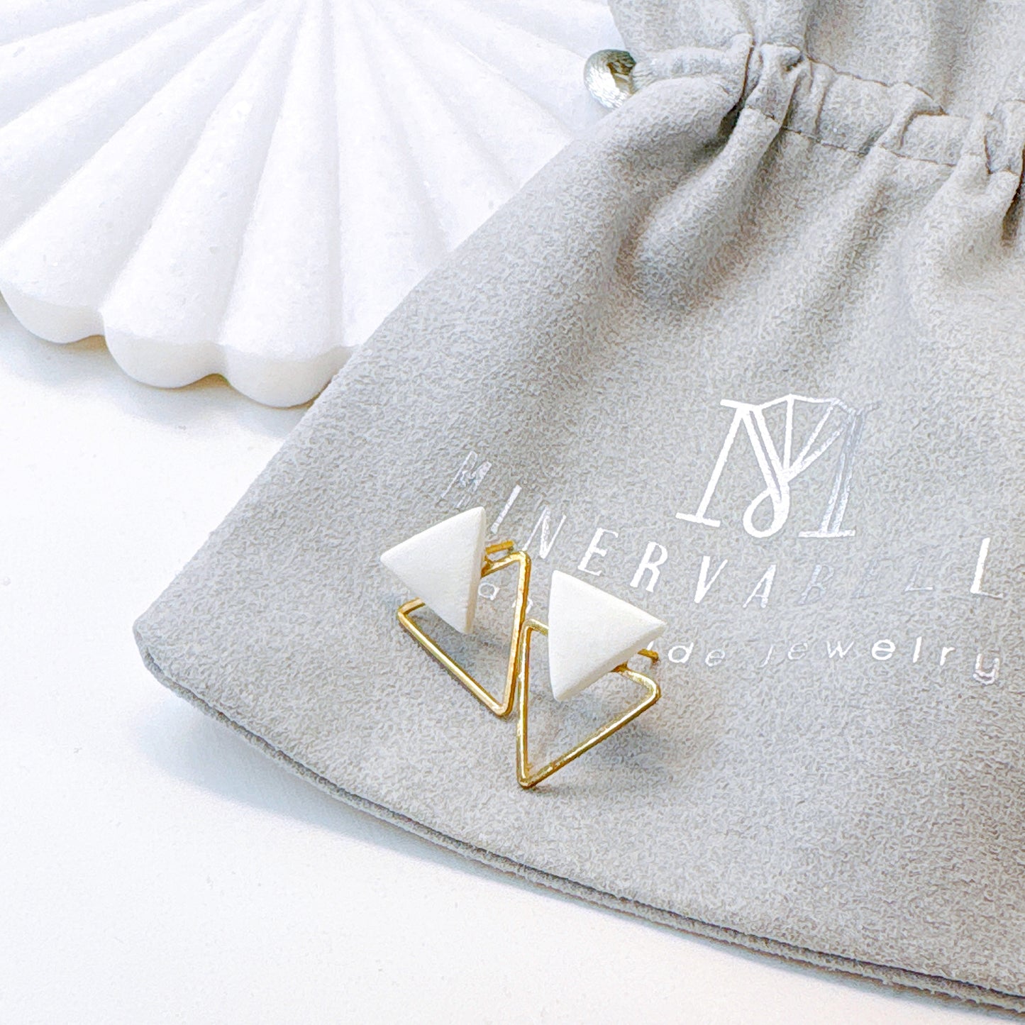 Anique Gold & Gold Triangle Dual-Layer Stud Earrings – Geometric Minimalist Collection