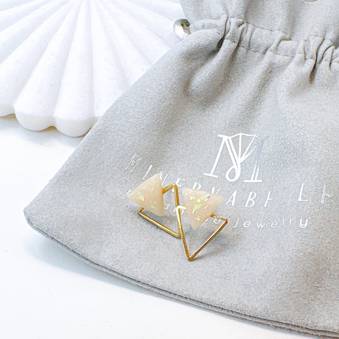 Anique Gold & Gold Triangle Dual-Layer Stud Earrings – Geometric Minimalist Collection