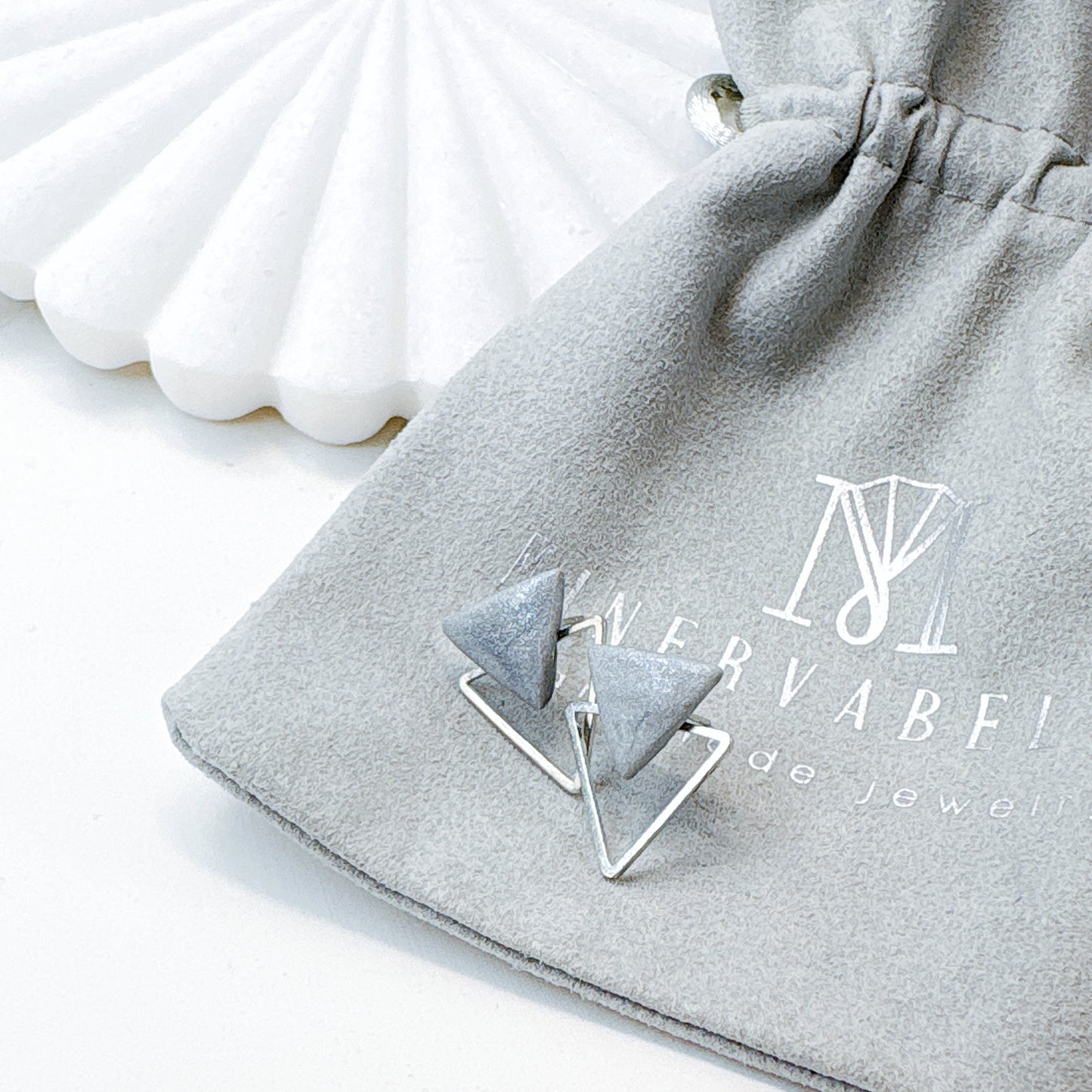 Anique Gold & Gold Triangle Dual-Layer Stud Earrings – Geometric Minimalist Collection