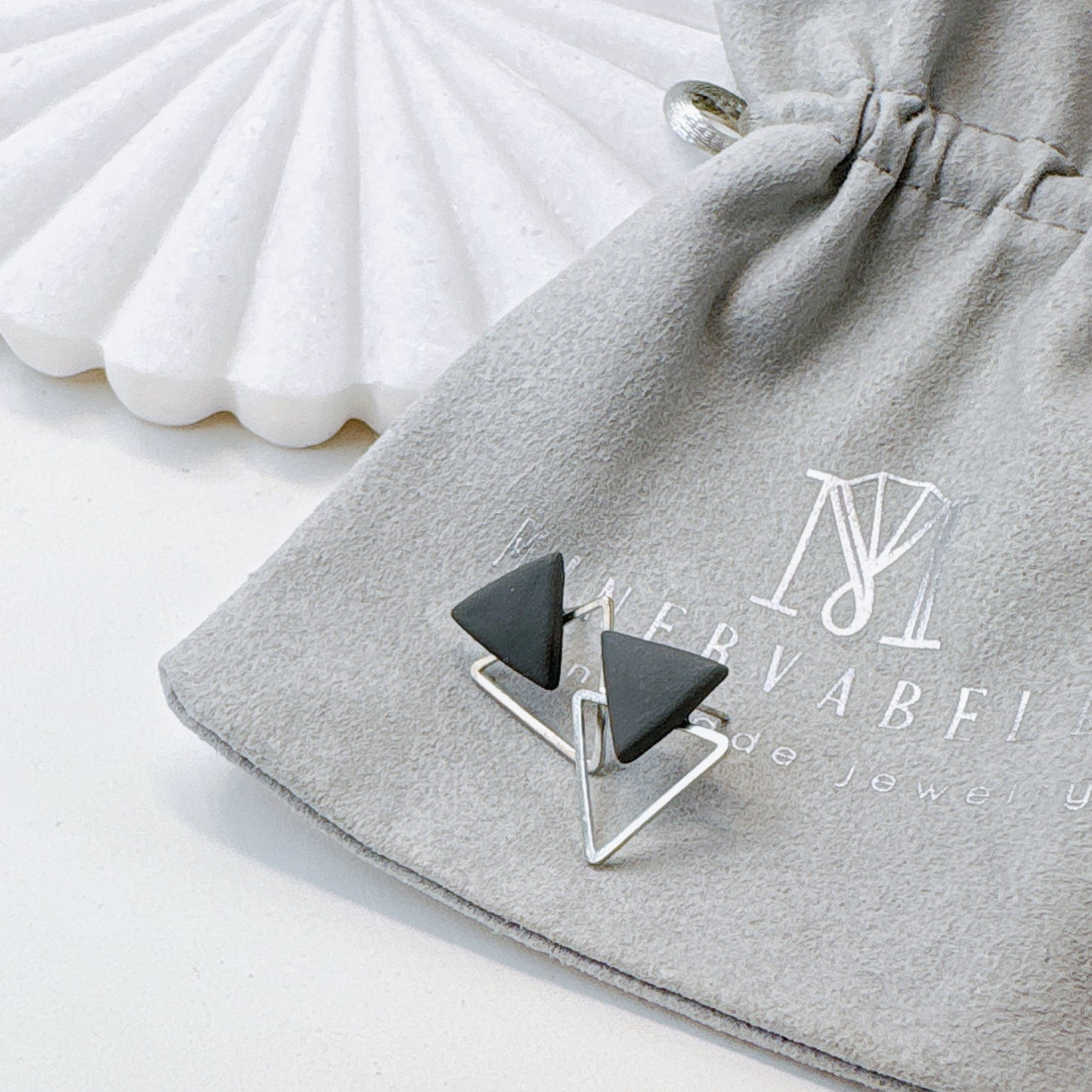 Anique Gold & Gold Triangle Dual-Layer Stud Earrings – Geometric Minimalist Collection