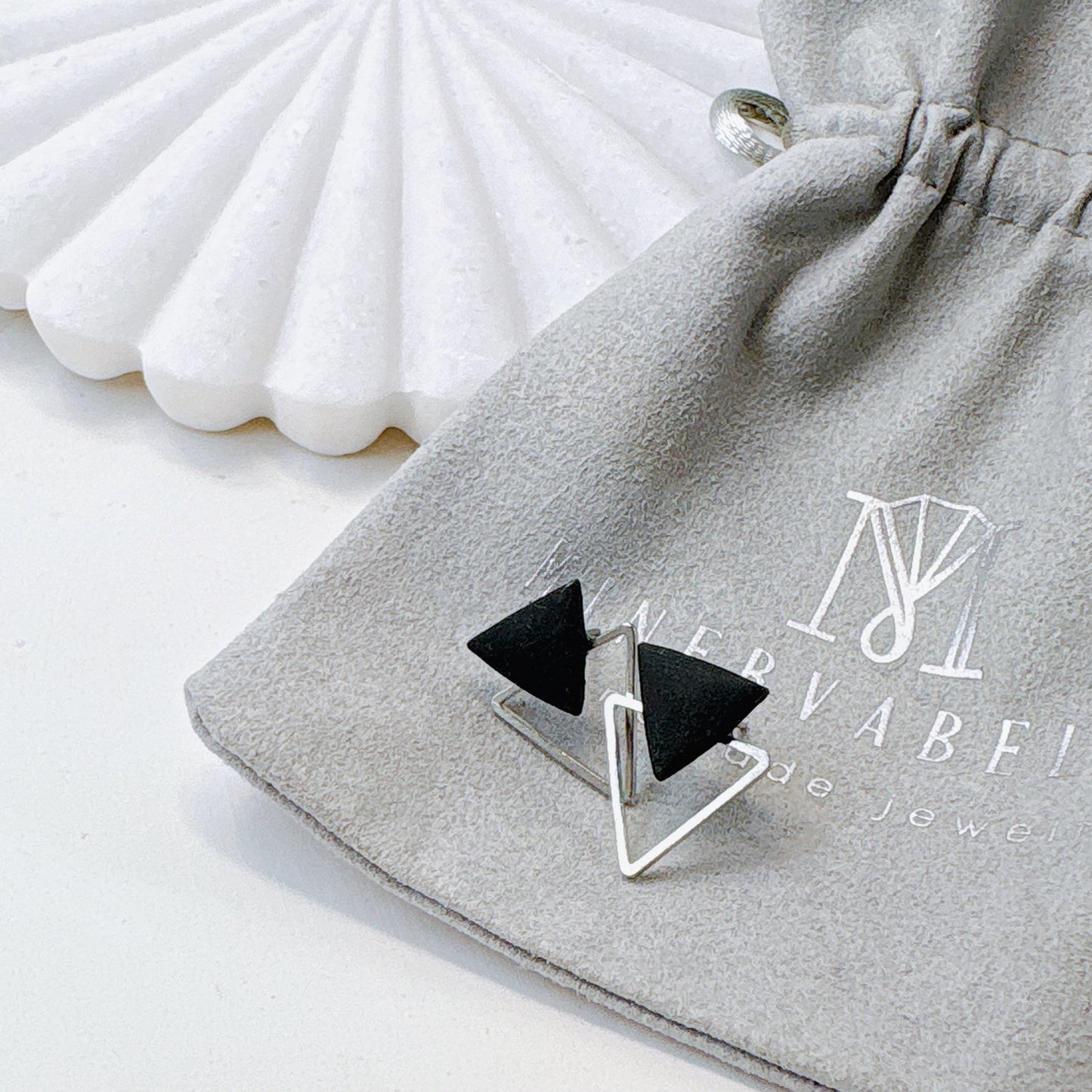 Anique Gold & Gold Triangle Dual-Layer Stud Earrings – Geometric Minimalist Collection