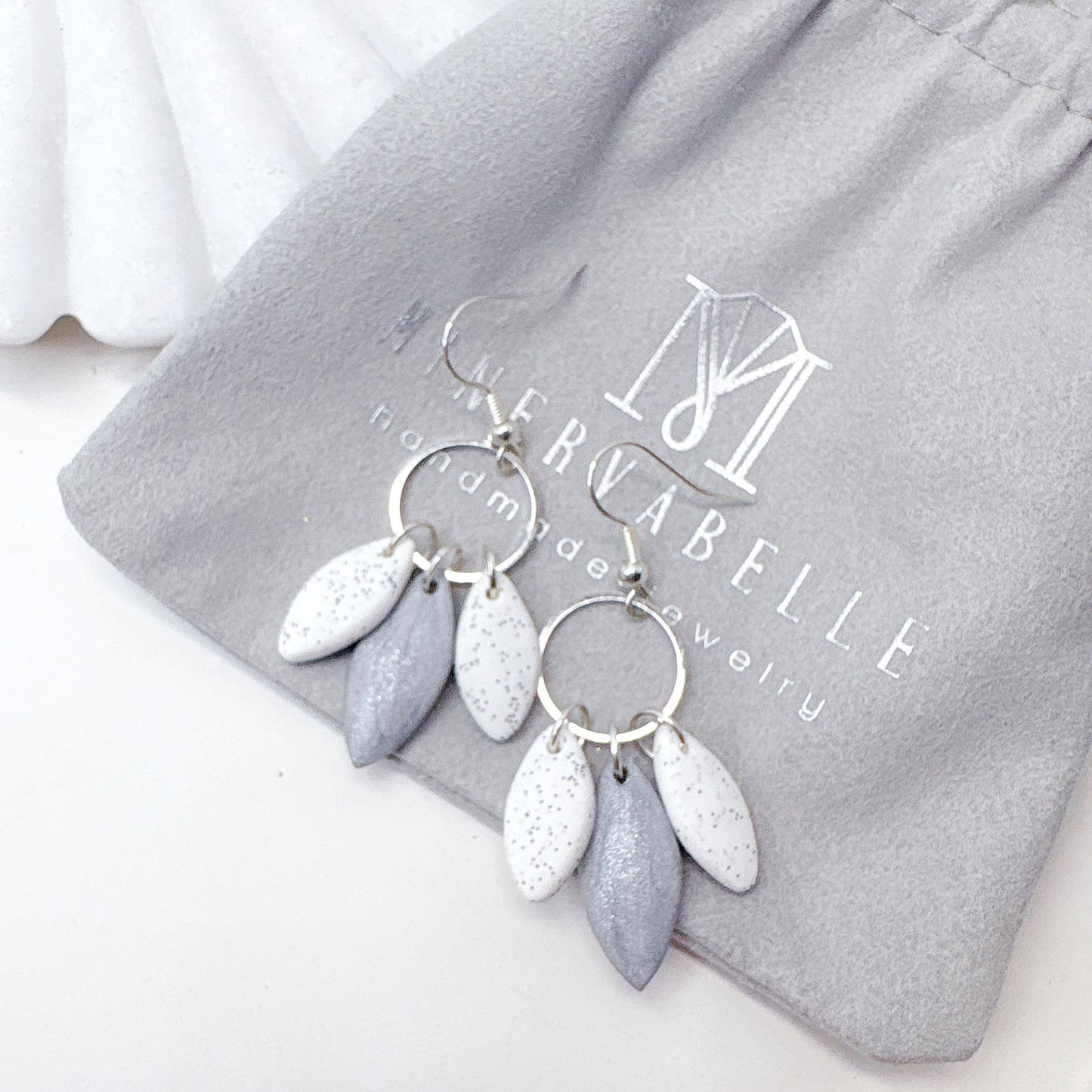 Handmade Gold Triple Leaf Polymer Clay Dangle Earrings