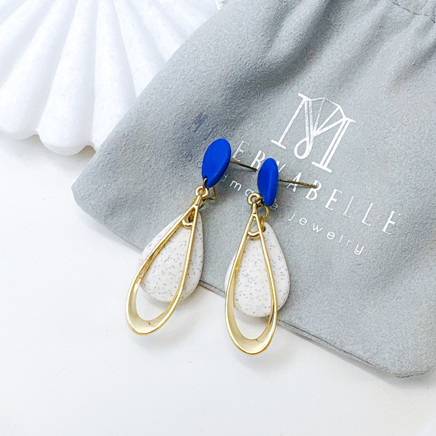 Pink Teardrop Dual-Layer Polymer Clay Earrings