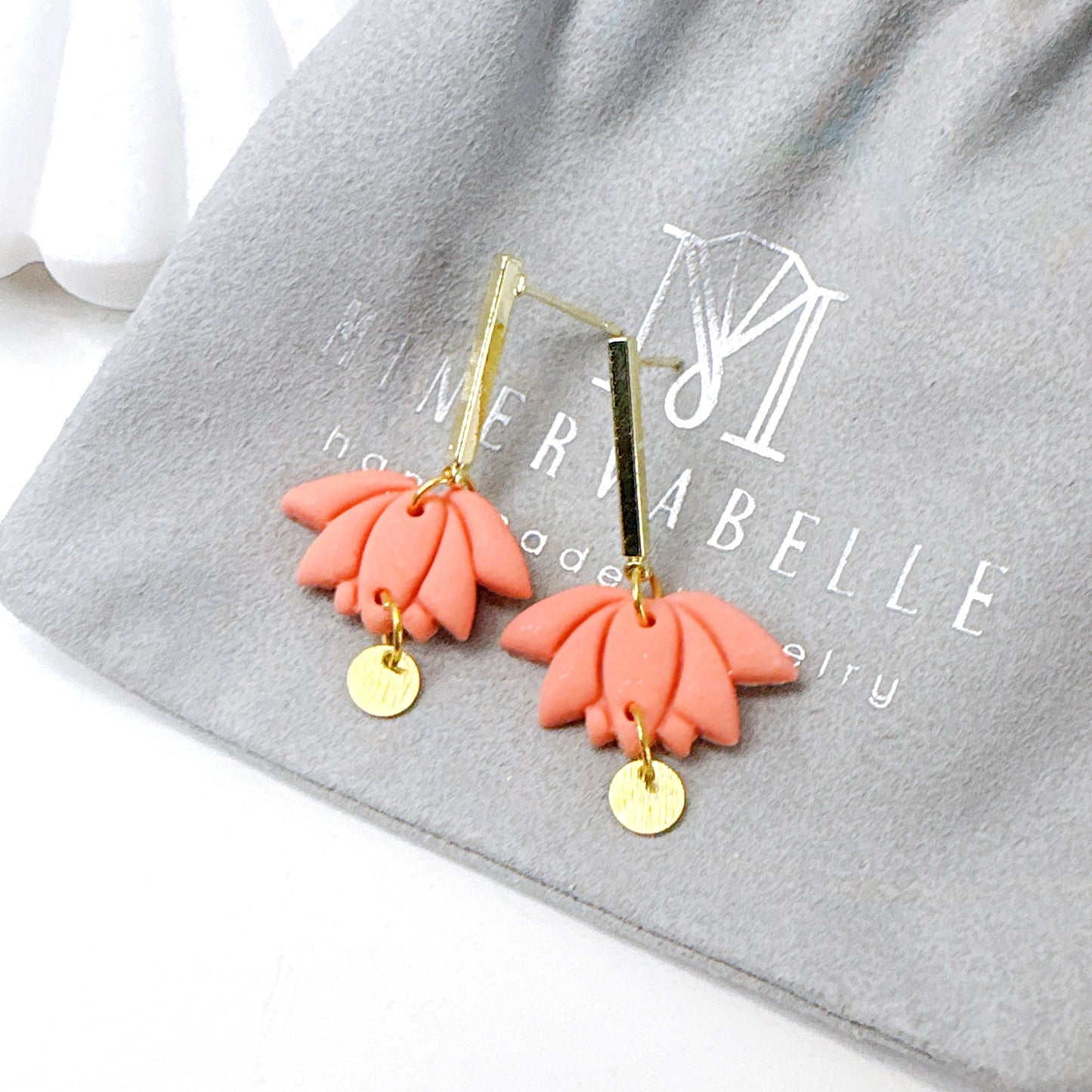 Turquoise Lotus Petal Polymer Clay Earrings – Pastel Collection