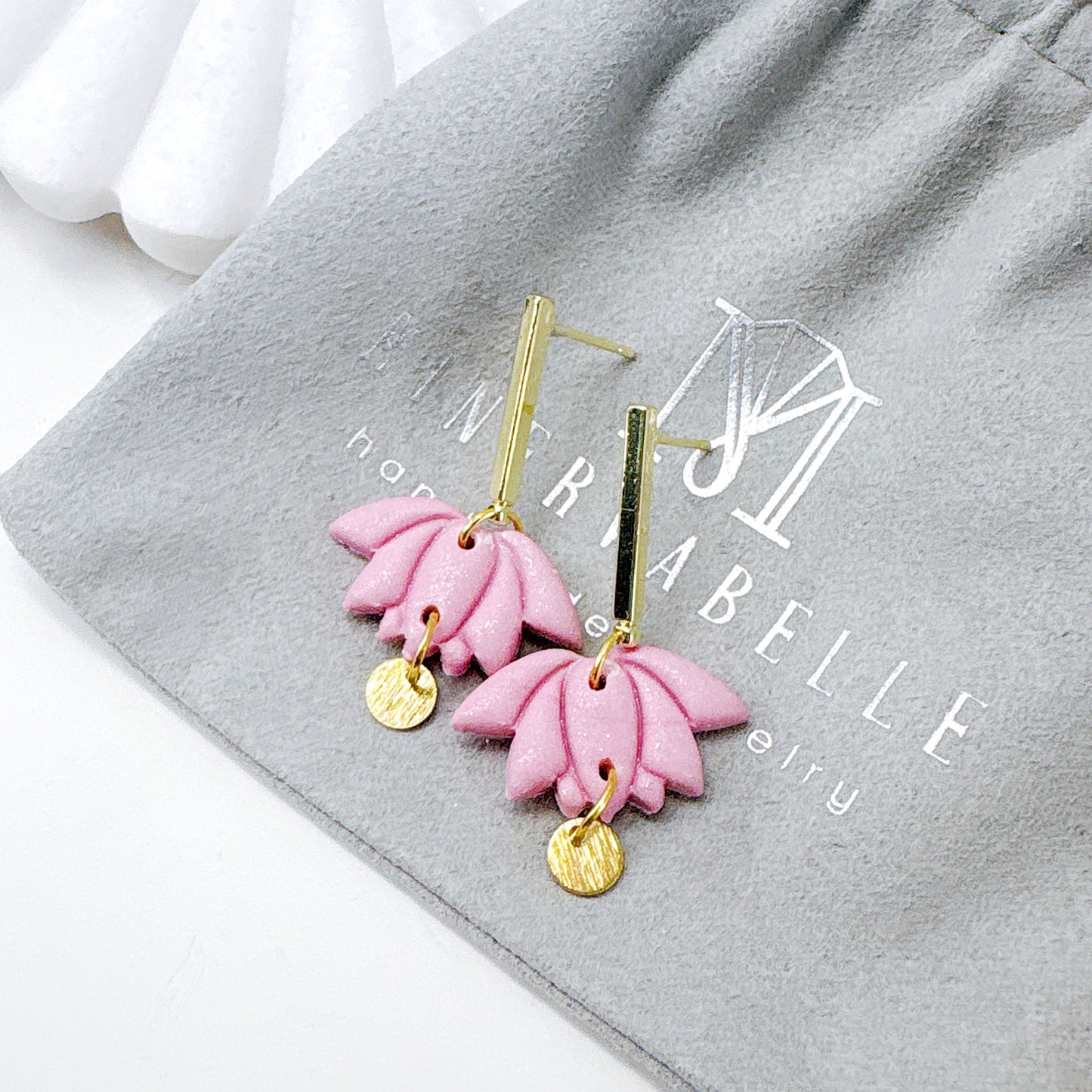 Turquoise Lotus Petal Polymer Clay Earrings – Pastel Collection