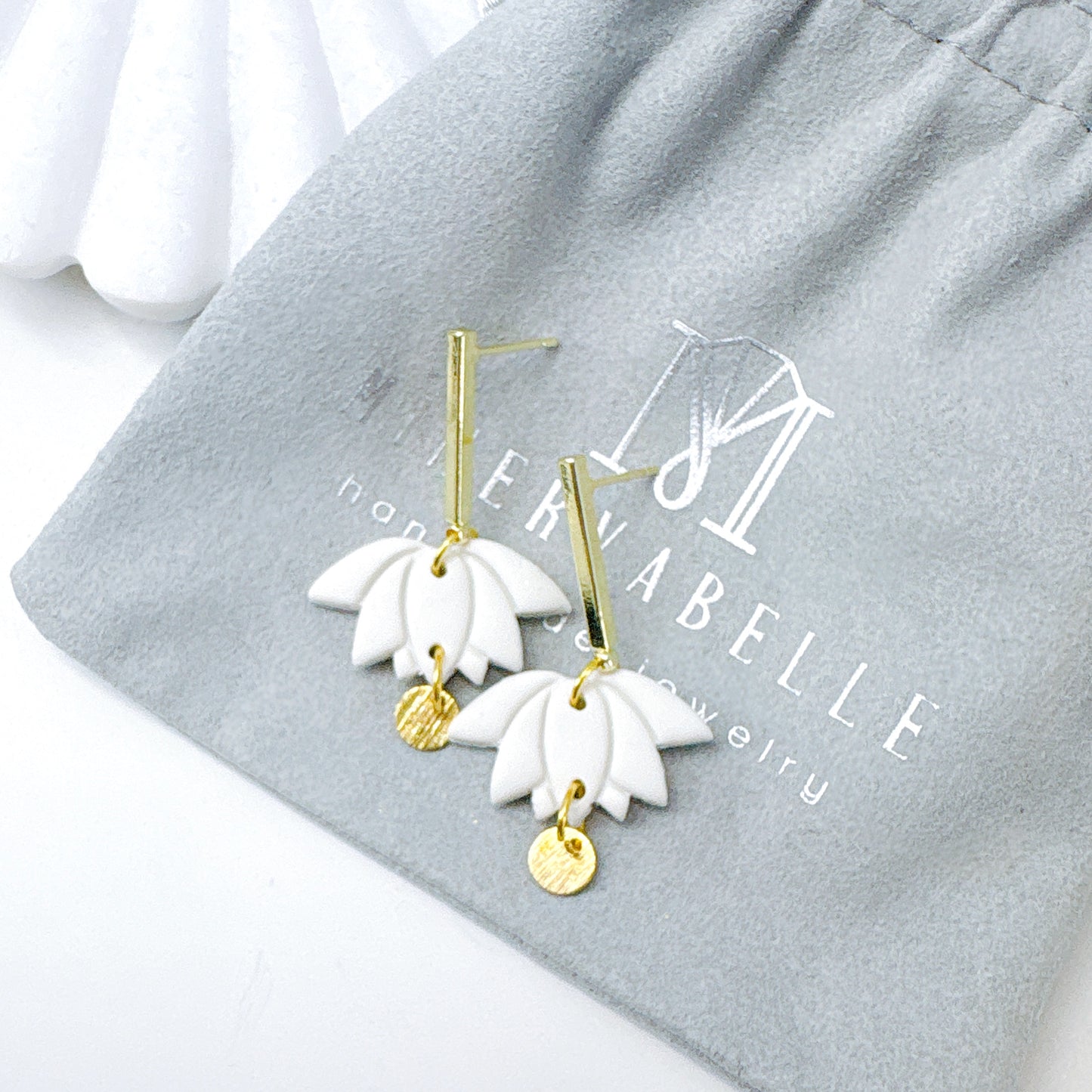 Turquoise Lotus Petal Polymer Clay Earrings – Pastel Collection