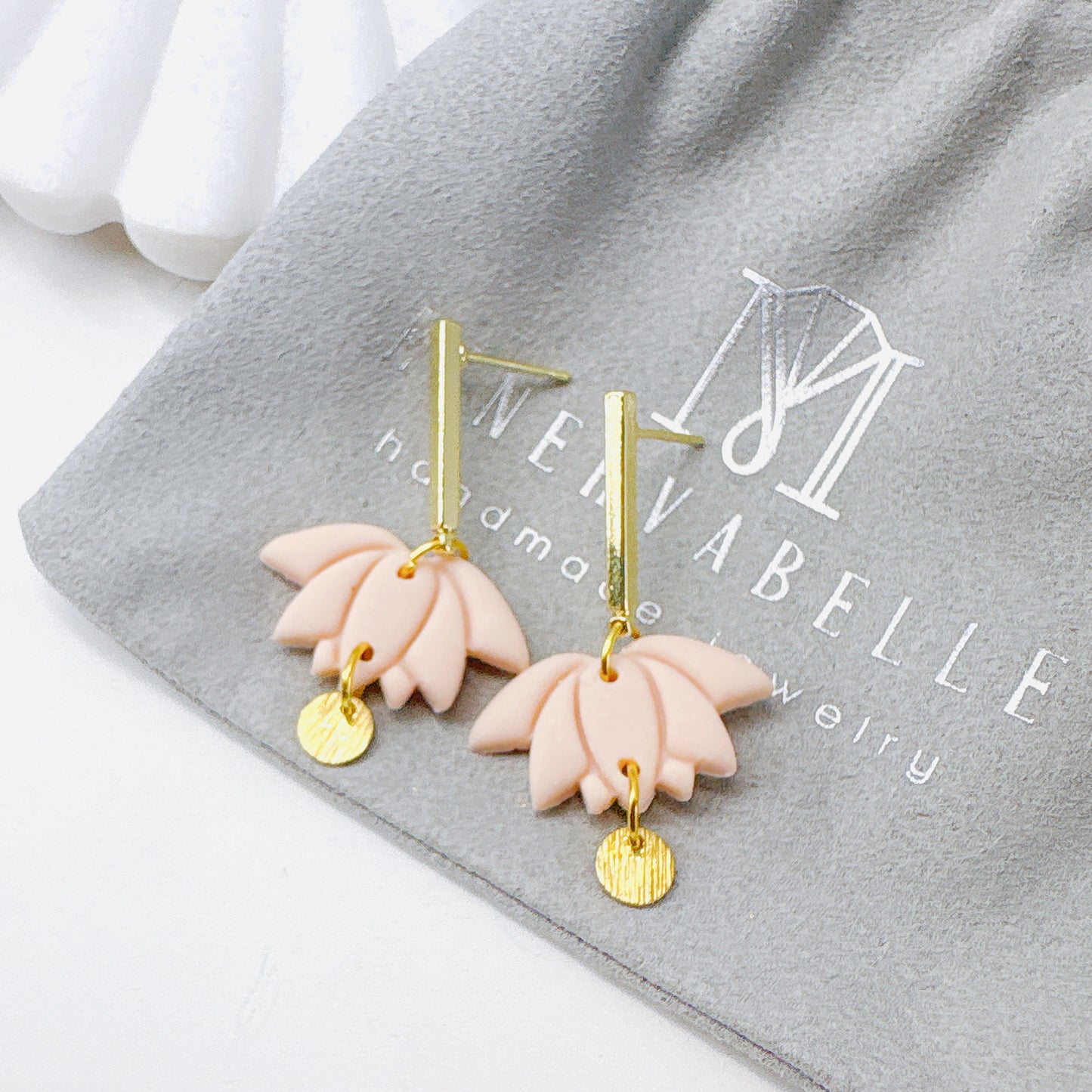 Turquoise Lotus Petal Polymer Clay Earrings – Pastel Collection