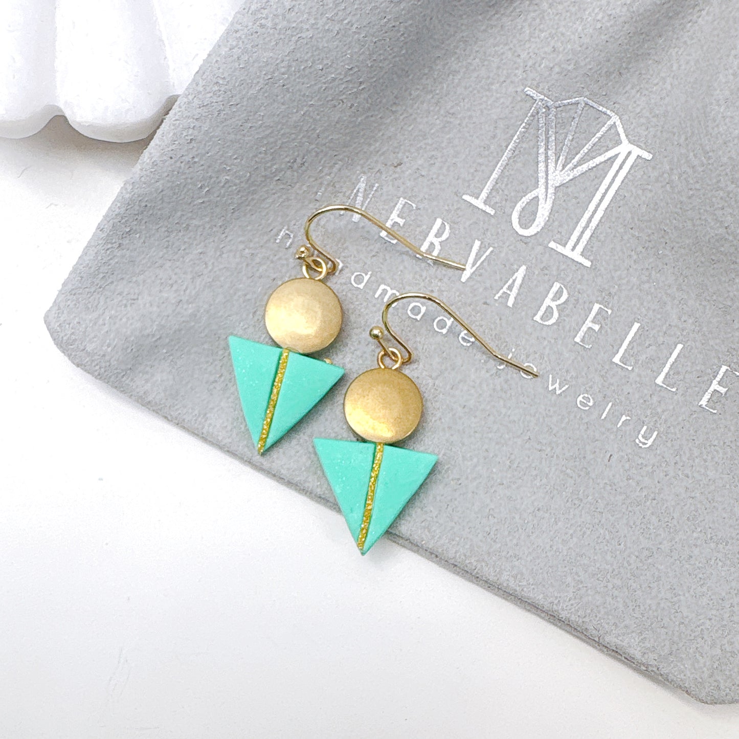 Grey Stone Triangle Geo Earrings – Modern Minimalist Collection