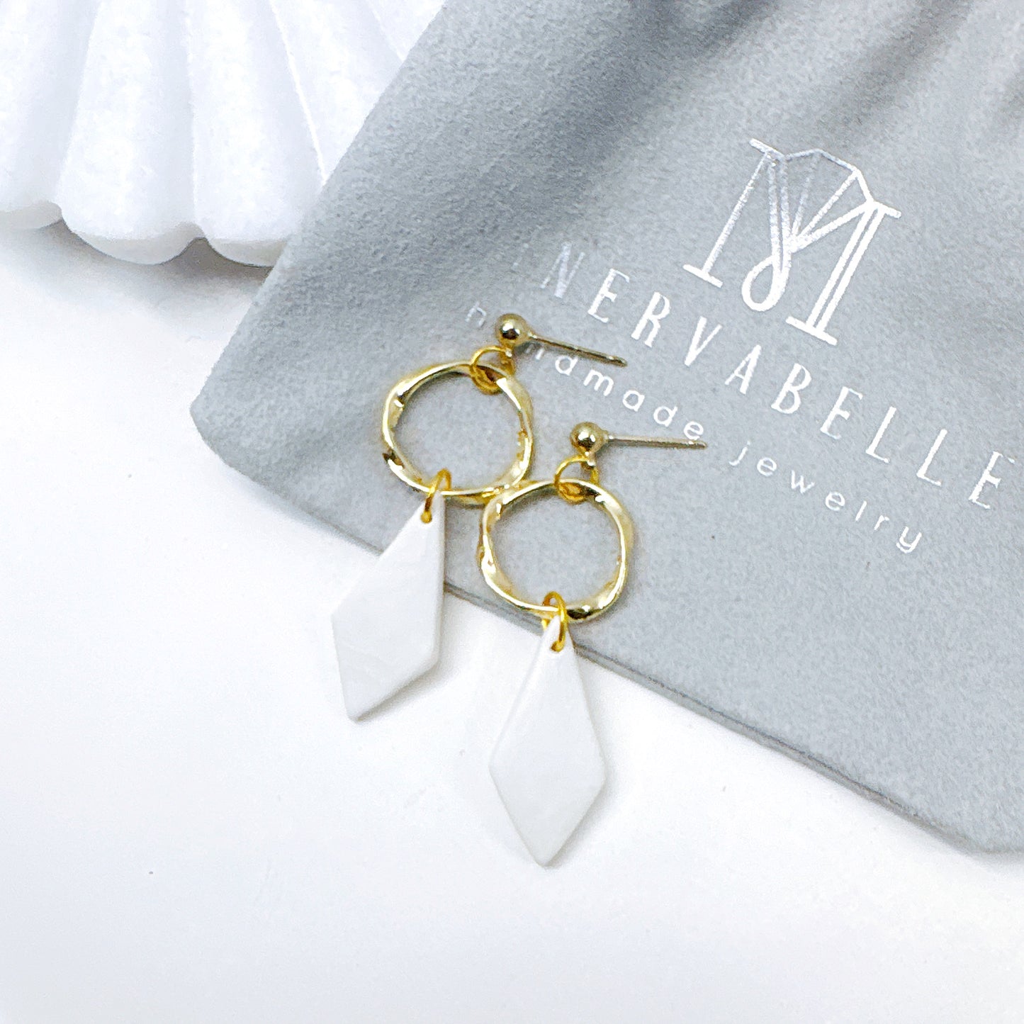 Terracotta Diamond Drop Polymer Clay Earrings – Modern Elegance Collection