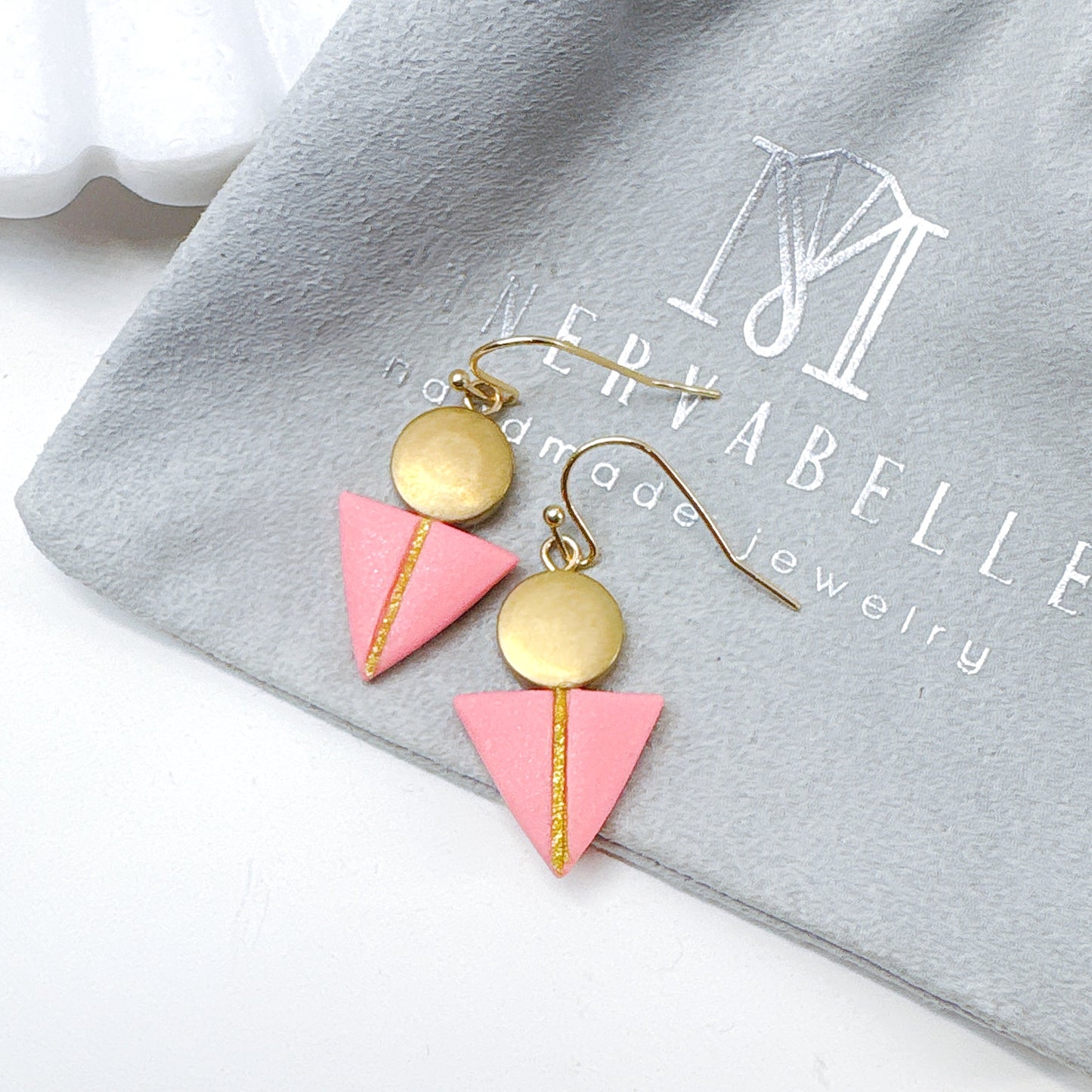 Grey Stone Triangle Geo Earrings – Modern Minimalist Collection