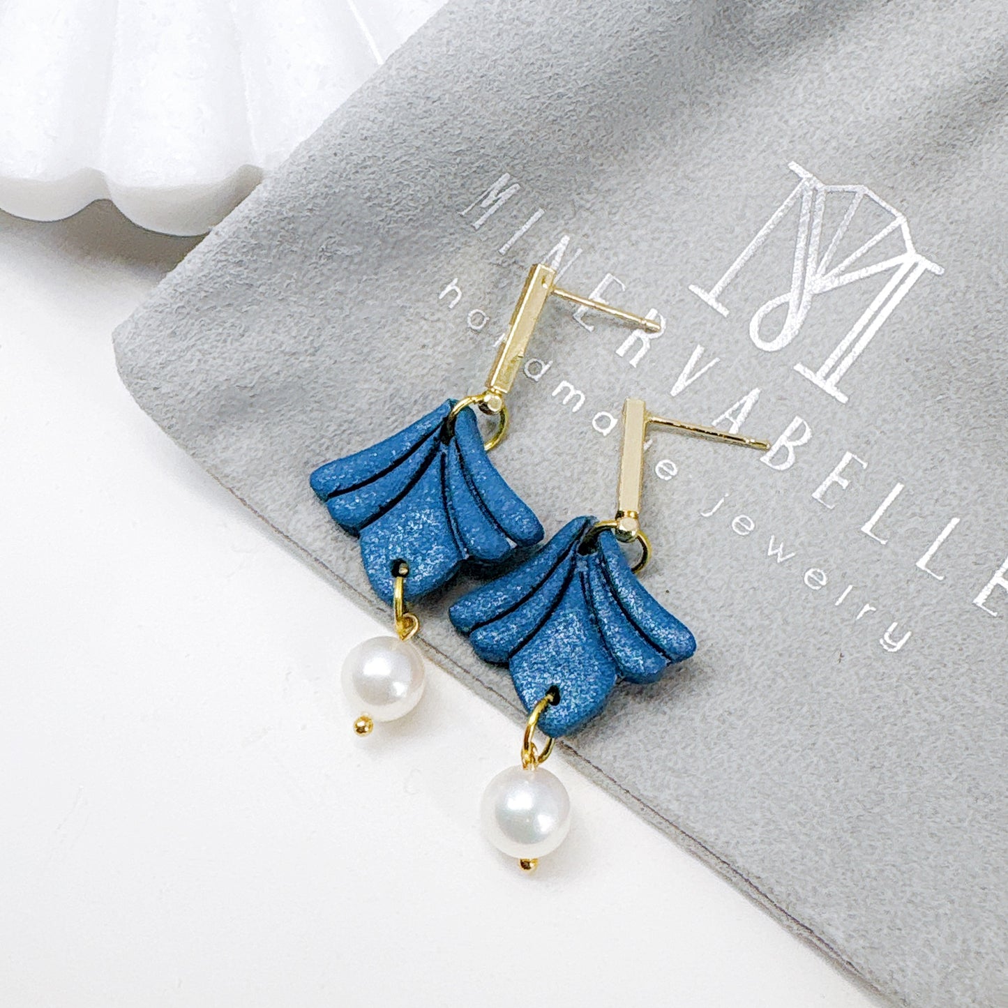 Coral Pink Ginkgo Petal Earrings with Freshwater Pearl – Elegant Collection