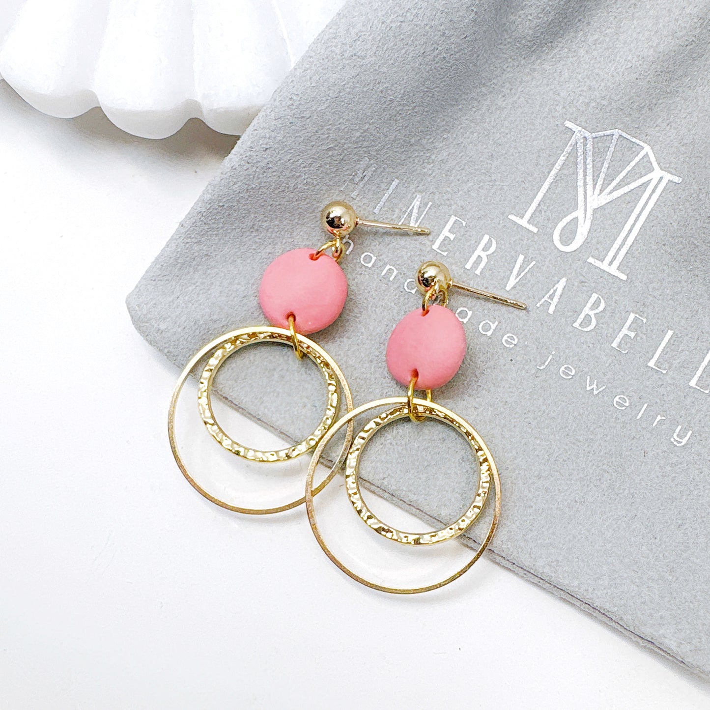 Speckled White Dual Ring Dangle Earrings – Minimal Luxe Collection