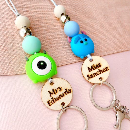 Monsters University Inspired  Personalized Name Teacher ID Key Lanyard