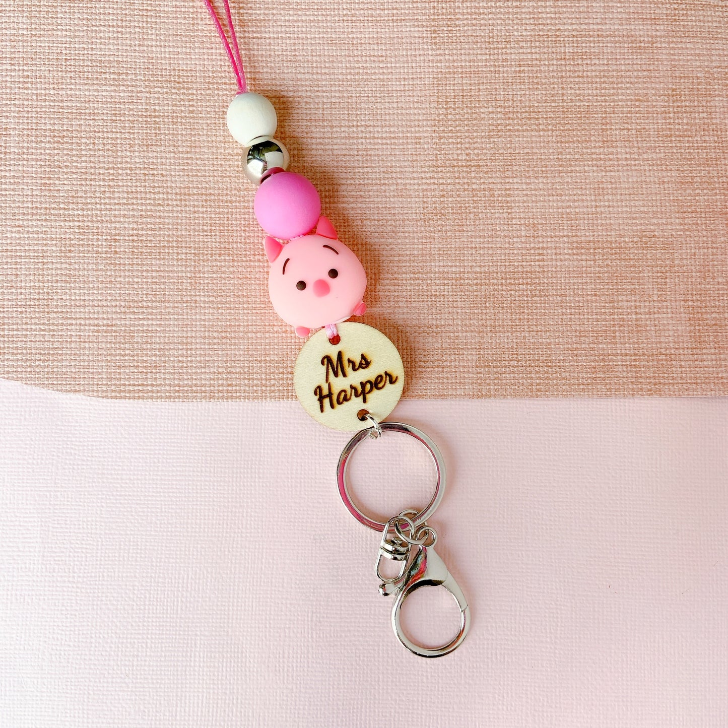 Pooh and Freinds Personalized Name Teacher ID Key Lanyard