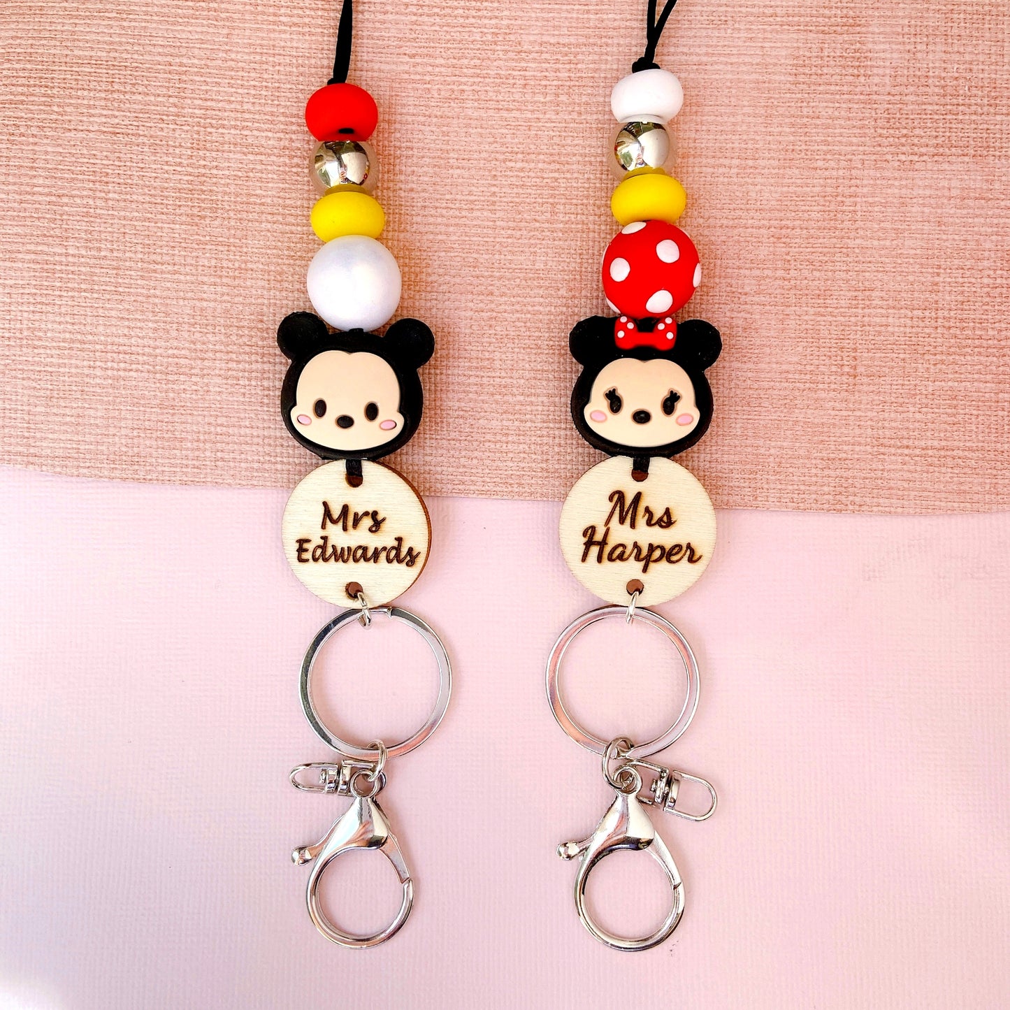 Mickey and Minnie Mouse Teacher ID Key Lanyard